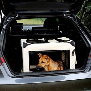 dibea Hundetransportbox Hundetasche Hundebox Faltbare Kleintiertasche Größe L Farbe Beige - 3
