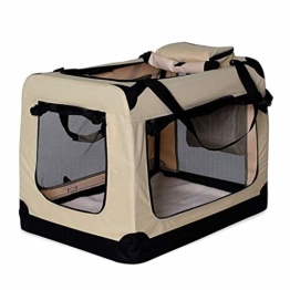 dibea Hundetransportbox Hundetasche Hundebox Faltbare Kleintiertasche Größe L Farbe Beige - 1