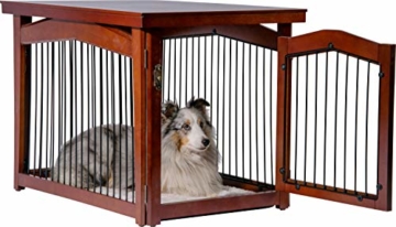 dobar 35246 Multifunktion Hundekäfig mit Absperrung-Gatter aus Holz mit Tischoberfläche für innen, Hundebox Indoor klappbar, braun - 7