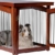 dobar 35246 Multifunktion Hundekäfig mit Absperrung-Gatter aus Holz mit Tischoberfläche für innen, Hundebox Indoor klappbar, braun - 7