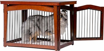 dobar 35246 Multifunktion Hundekäfig mit Absperrung-Gatter aus Holz mit Tischoberfläche für innen, Hundebox Indoor klappbar, braun - 8