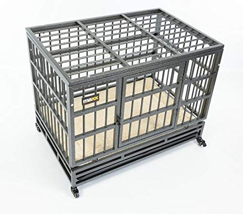 MaxxPet Hundekäfig - Transportbox - Drahtkäfig mit 2 Türen - mit Rollen - Folding Metall W ...