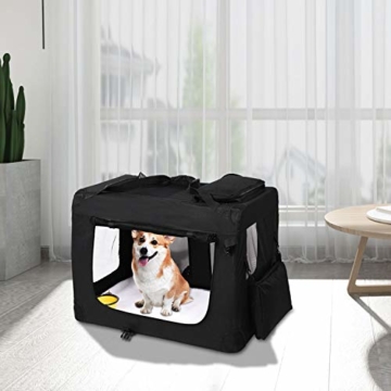 MC Star Tragbare Hundebox Faltbare Transportbox aus Oxford Gewebe Wasserabweisend für Haustiere L: 70x52x52cm Schwarz - 7