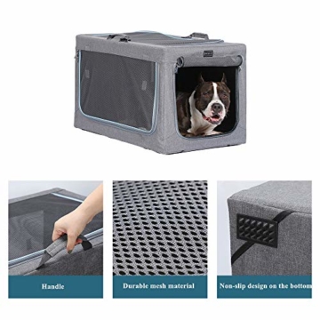 Petsfit Faltbare Hundebox Hundetransportbox tragbares Transportbox Katzenbox Auto Stoff für große kleine Hunde mit Fleece Matte - 4