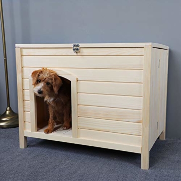 Petsfit fertig zusammengebaute Indoor Hundehütte für kleine Hunde 102cm x 53cm x 61cm Aufbau in einem Schritt - 7