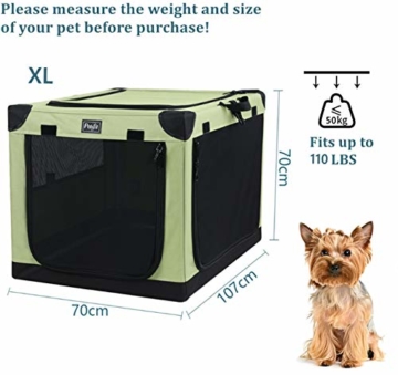 Petsfit Hundebox Faltbare Hundetransportbox Auto Transportbox für Hund & Katze Stoff mit sicherem Stahlrohrrahmen für große kleine Hunde - 6