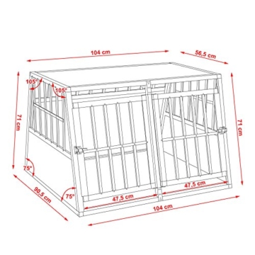 TecTake Alu Hundebox tra­pez­för­mig - Diverse Modelle - (104x90,5x69cm mit Trennwand | Nr. 402227-5) - 8