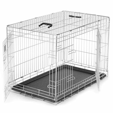 zoomundo L Hundekäfig Transportkäfig Transportbox Tierkäfig Drahtkäfig Faltbarer Käfig aus Metall mit herausnehmbarer Kunststoffwanne - 4